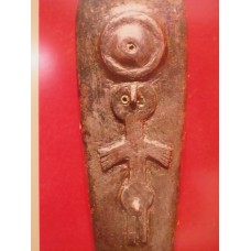 God relief on a spear head, cross with disc